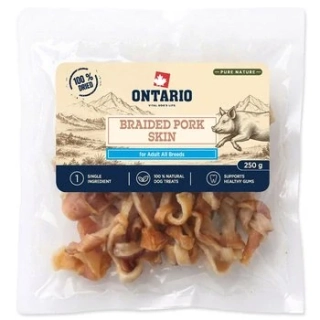 Pochoutka Ontario Pure Nature vepřová kůže pletená sušená 250g
